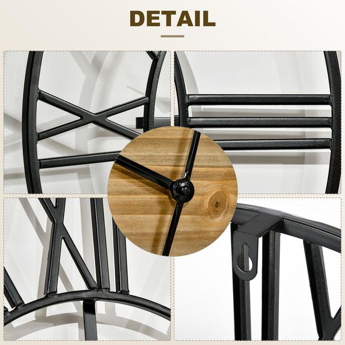 Produktbild Swisshandel24 Wanduhr modern 60cm mit Römischen Ziffern, Runde Uhrwerk, Geräuschlose Dekoration im Vintage-Design (60 cm)