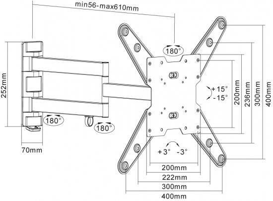 Actual product image equip Wall mount for LCD/Plasma TVs (Wall, 55", 50 kg)