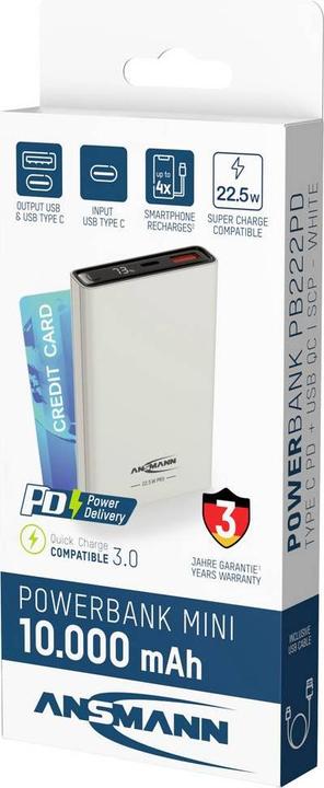 Immagine prodotto Ansmann PB222PD (10000 mAh, 22.50 W, 37.37 Wh)