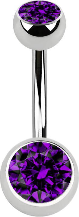 Produktbild Star Piercing Banane silber mit zwei Kugeln Kristall violett (Chirurgenstahl 316L, ohne Messing)