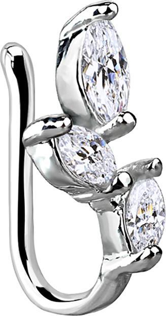 Image du produit Star Piercing Fake Nasenpiercing Clip silber Rebe mit Kristall