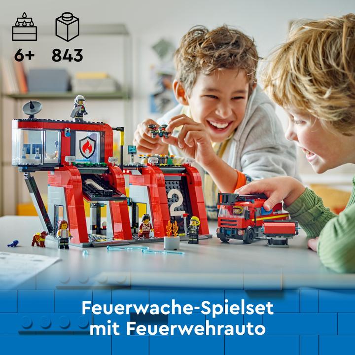 Produktbild LEGO Feuerwehrstation mit Drehleiterfahrzeug (60414, LEGO City)