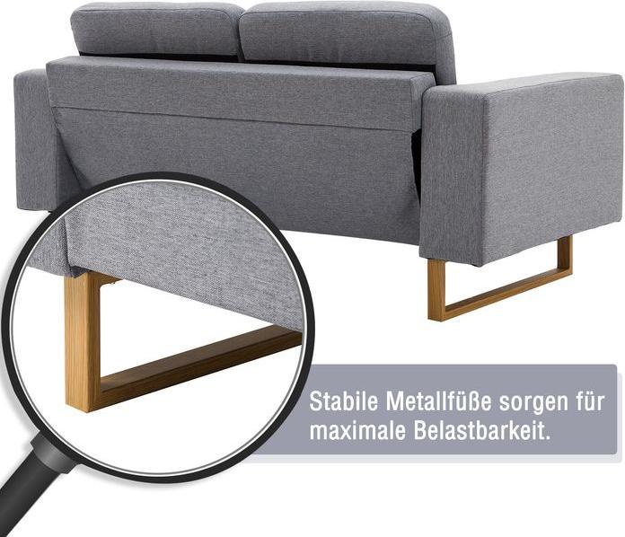 Produktbild Swisshandel24 2-Sitzer Sofa Ecksofa Polstersofa Stoffsofa Sitzmöbel Holz hellgrau (2-Sitzer)