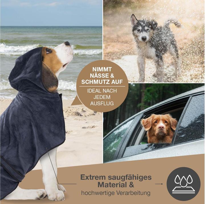 Immagine prodotto Fluffino Accappatoio Beige / Blu, M (M, Accappatoio per cani)