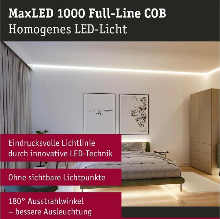Image du produit Paulmann Bande COB MaxLED 1000 Full-Line (Blanc froid, Blanc chaud, Blanc neutre, 250 cm, Intérieur)