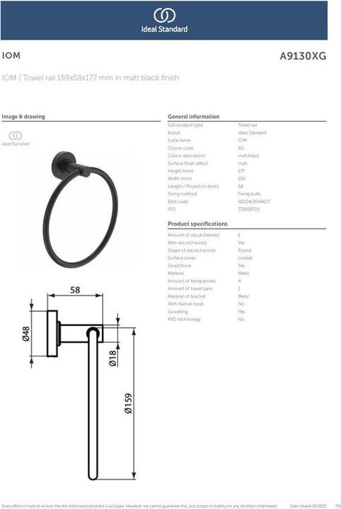 Produktbild Ideal Standard Handtuchring IOM schwenkbar