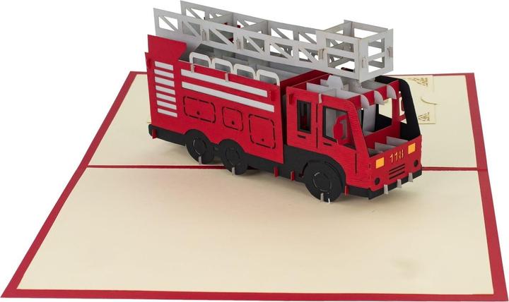 Produktbild Hervorragend 3D Pop-up Karte Feuerwehr rot (1 Stk.)