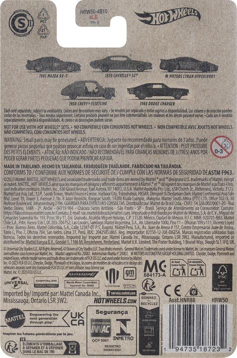 Nährwerte und Zutaten Hot Wheels Fast and Furious Dominic Toretto 1968 Dodge Charger για 3+ ετών HRW50