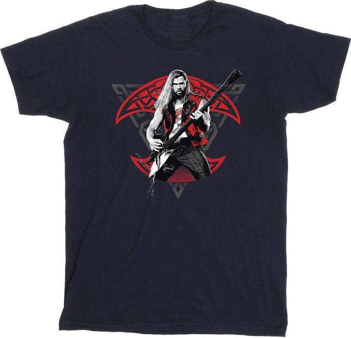 Actual product image Mens Thor Love And Thunder Solo Guitar T-Shirt (S)