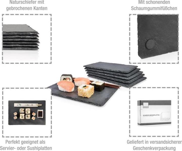 Produktbild Sänger Geschirr Schieferplatten-Set Sushi (6 Stück)