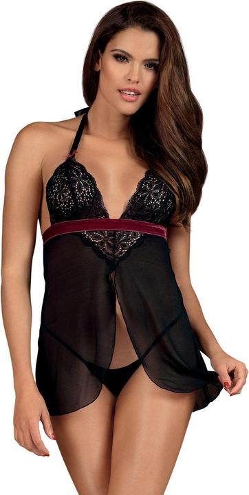 Actual product image Obsessive Rossita Babydoll With Sexy Thong - Black (L, XL)