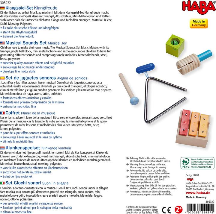 Nährwerte und Zutaten Haba Klangspiel Set Klangfreude (Französisch, Deutsch, Italienisch, Englisch)