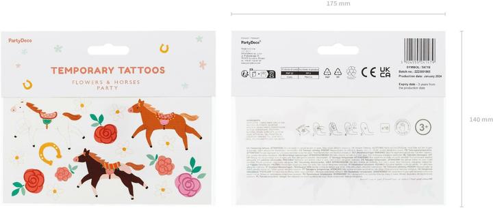 Valeurs nutritives et ingrédients Partydeco Kit de tatouage cheval mix, 16 pièces