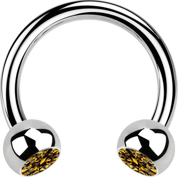 Produktbild Star Piercing Micro Circular Barbell silber mit zwei Kugeln Kristall topaz (ohne Messing, Chirurgenstahl 316L)