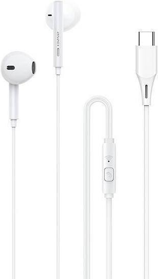 Awei słuchawki stereo PC-1T USB-C biały/white (ANC, Cable)