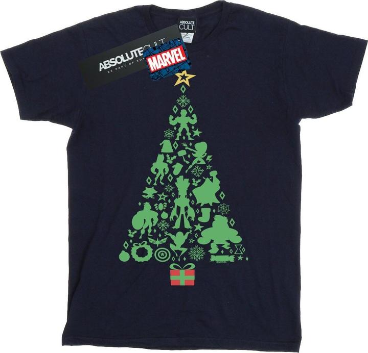 Actual product image Womens/Ladies Avengers Christmas Tree Cotton Boyfriend T-Shirt (L)