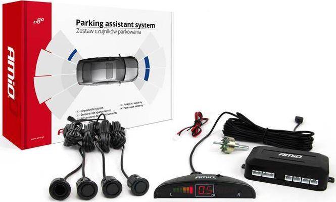Produktbild Amio LED-Rückfahrsensoren-Set mit 4 schwarzen goldenen 18-mm-Sensoren