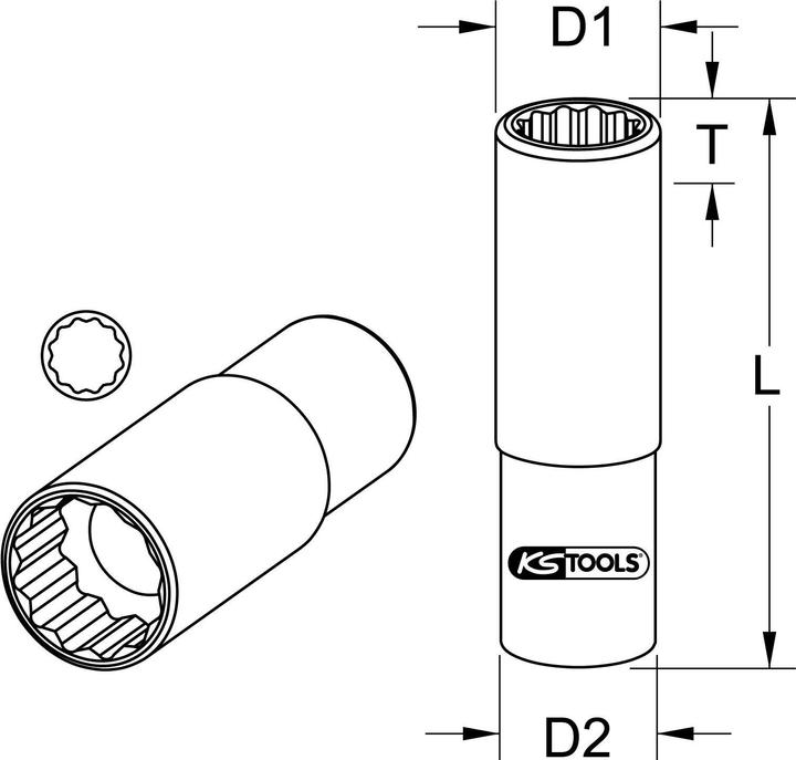 Immagine prodotto KS Tools 1/2" presa lunga (11/16")