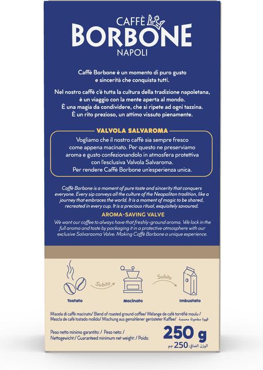 Valeurs nutritives et ingrédients Caffè Borbone Nobile (Torréfaction moyenne, 250 g)