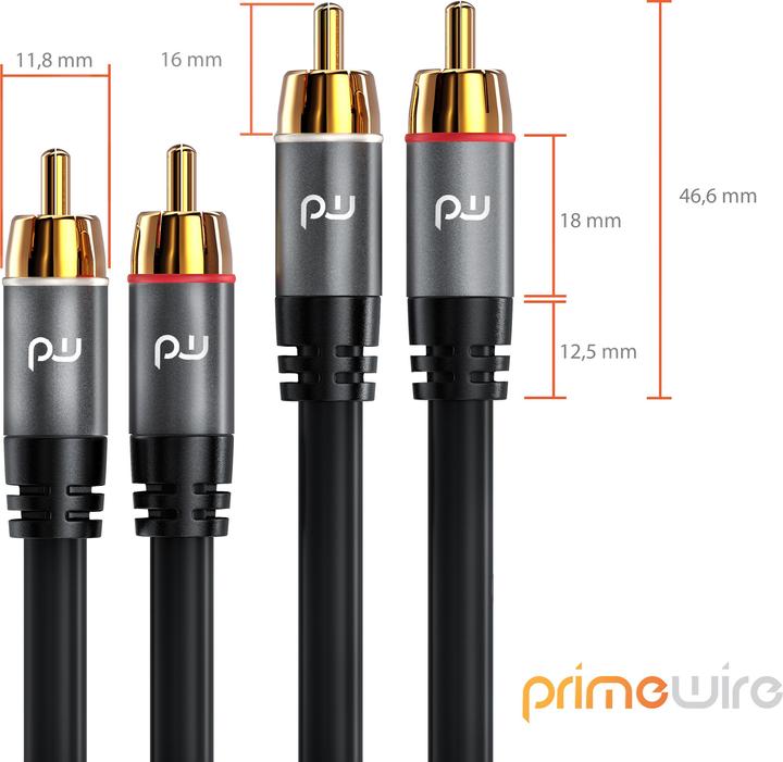 Actual product image Primewire Stereo Cinch Audio Cable, RCA, multiple shielded HiFi audio cable, 2X Cinch to 2X Cinch (0.50 m, Cinch)