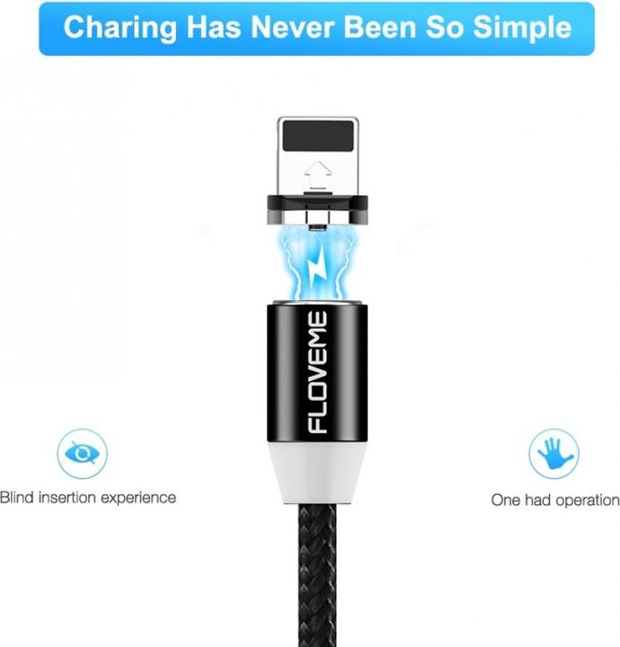 Image du produit Floveme Insnap Câble de charge MicroUSB avec connecteur magnétique (USB 1.0)