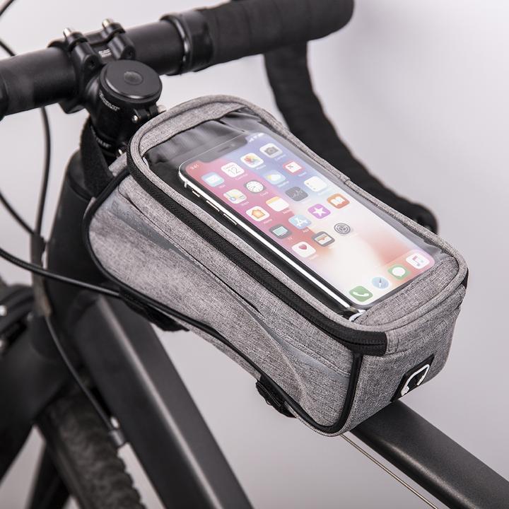 Image du produit OEM Sacoche de cadre de vélo imperméable avec porte-téléphone gris (Sacoche de cadre)