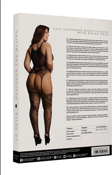 Produktbild Le Désir Lace suspender bodystocking with round neck (One Size)