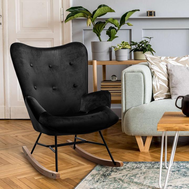 Image du produit CLP fauteuil à bascule Sanka velours, noir