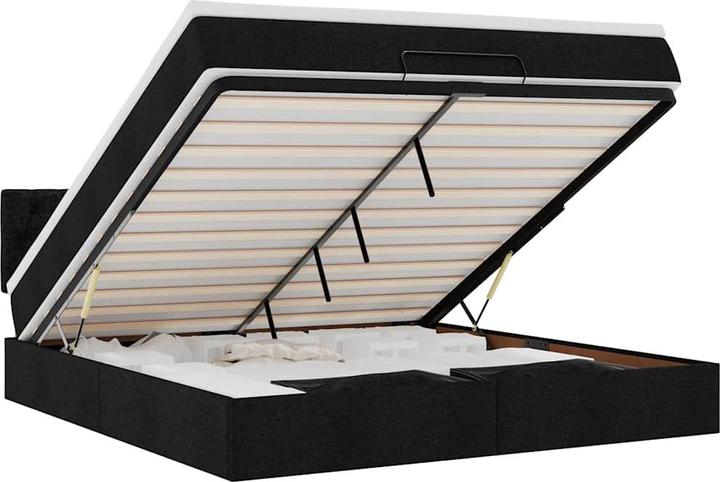 Produktbild VidaXL Ottoman-Bett mit Matratze Schwarz 160x200 cm Stoff (160 x 200 cm)