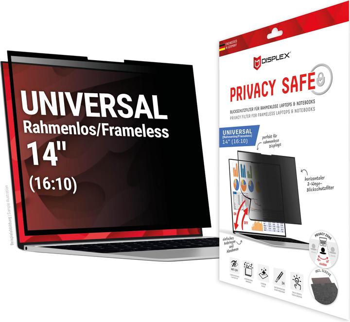 Displex Privacy Safe randlos, Laptop Blickschutzfilter (14", 16 : 10)
