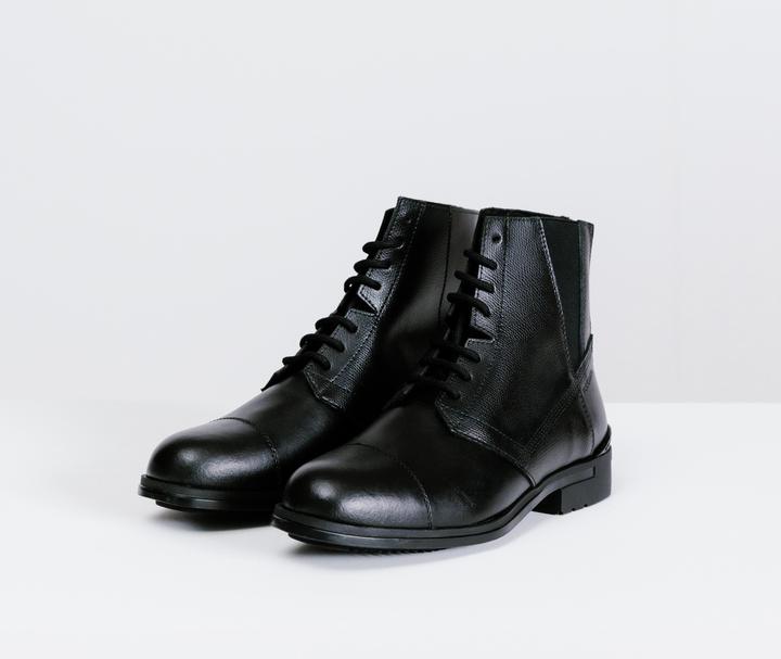 Image du produit Fouganza Boots d'équitation 500 lacées cuir femme noir (36)
