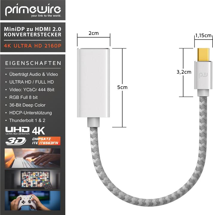 Produktbild Primewire Mini DisplayPort – HDMI (0.20 m, HDMI, DisplayPort)