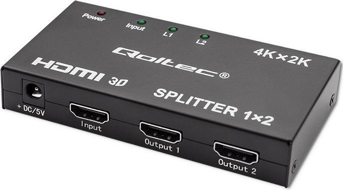 Produktbild Qoltec 51796 Aktiver HDMI-Splitter 2 x HDMI 4K x 2K | 3 4 Gbit/s