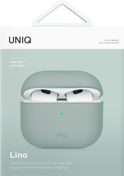 Actual product image Uniq case Lino AirPods 4 Silicone iceplant green