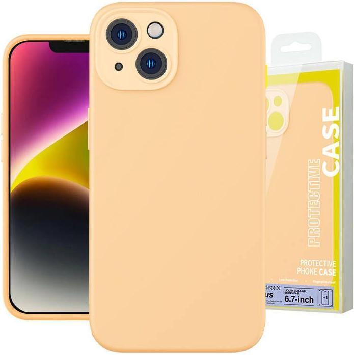 Produktbild Baseus Liquid Silica Gel Case for iPhone 14 Plus (sunglow)+ tempered glass + cleaning kit (Apple iPhone 14 Plus)