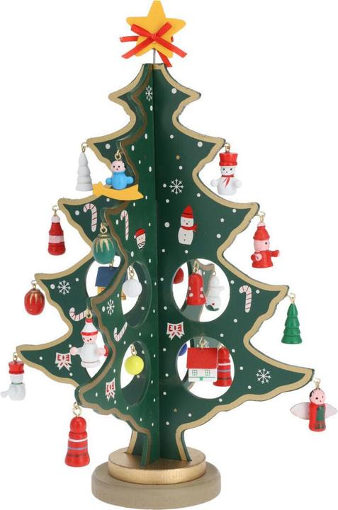 Produktbild Holz-Weihnachtsbaum mit Hängedekoration, 26-tlg.
