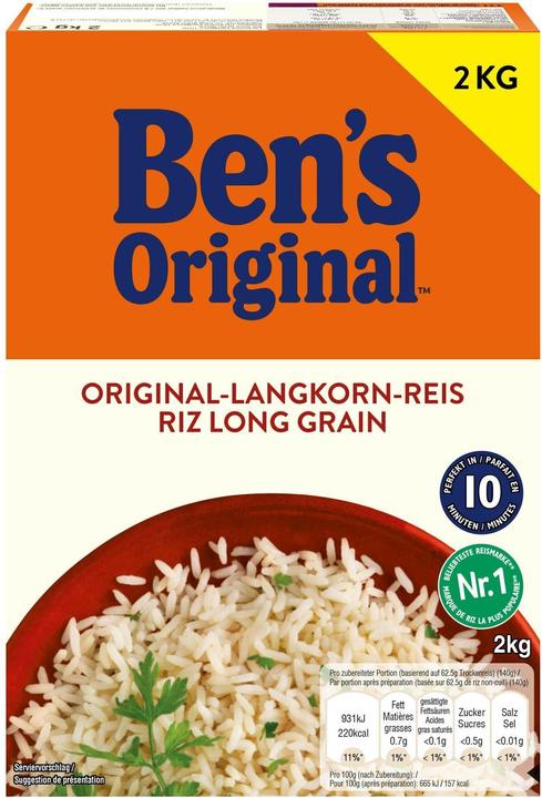 Actual product image Ben's Original Dry long grain 10 min Loose 2kg (2000 g)
