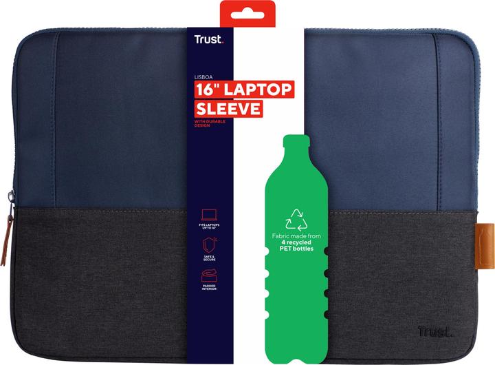 Actual product image Trust Lisboa 16in Laptop Sleeve Black (16", Universal)