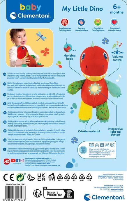 Image du produit Clementoni Bébé - Peluche Dinosaure (27 cm)