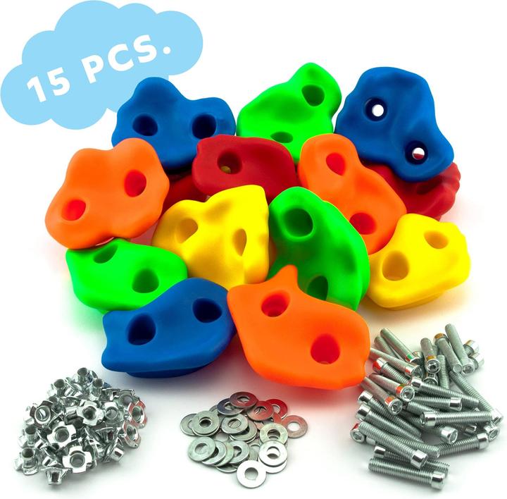 Immagine prodotto GO!elements Sostegni per arrampicata per bambini 15 pezzi (Arancia, Rosso, Blu, Verde, Giallo)