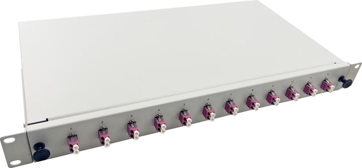 Produktbild Helos LWL 19" Spleissbox 12 x LC Duplex OM4, spleissfertig, grau