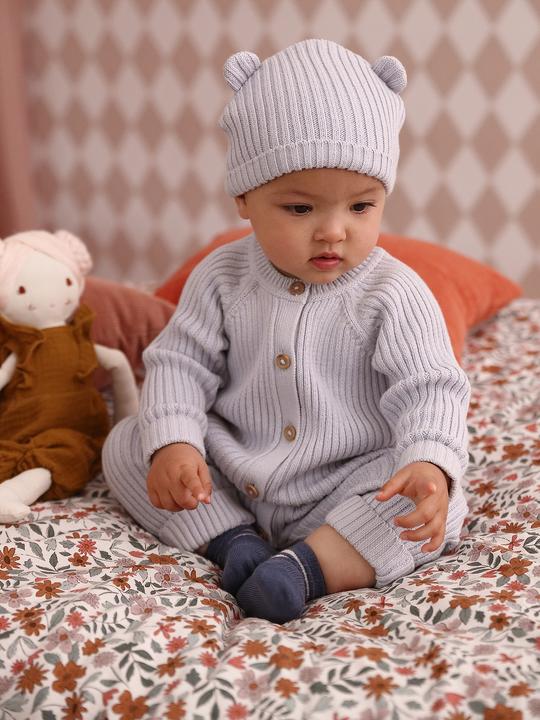 Produktbild Vertbaudet Baby-Set: gerippter Strickoverall & Mütze mit Ohren (74)