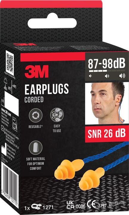 Actual product image 3M Hearing protection plugs with cord (1 x)
