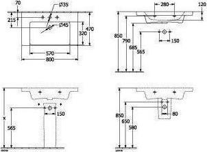 Immagine prodotto Villeroy & Boch V&B mobile lavabo SUBWAY 3.0 800x470mm o ÜL o HL pietra bianca C+ (470 mm, 800 mm)