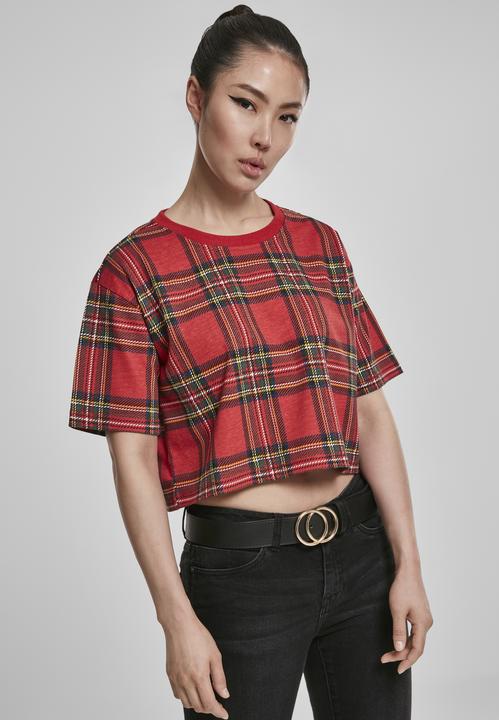 Actual product image Urban Classics Ladies AOP Tartan Short Oversized Tee (XS)