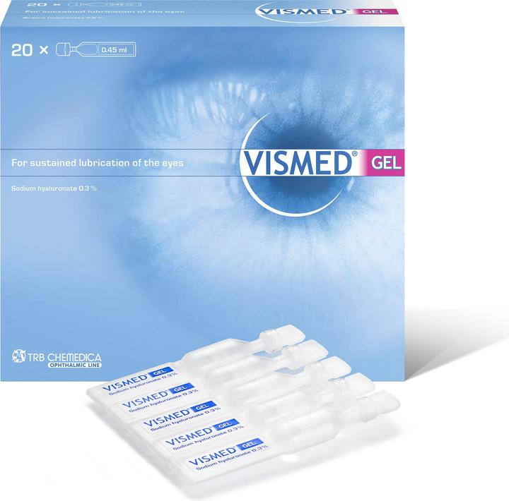 Produktbild Vismed GEL Augentropfen (0.45 ml, VISMED Gel Hydrogel 0.3% Hyaluronsäure 20 Monodos 0.45 ml)
