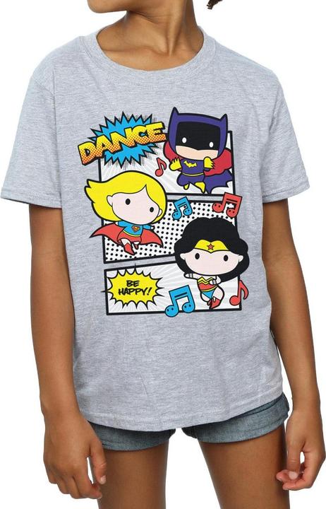 Actual product image Girls Chibi Super Friends Dance Cotton T-Shirt (140, 146)