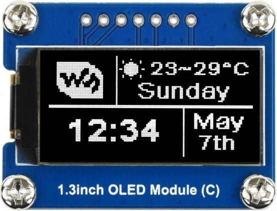 Produktbild WaveShare OLED Display 64x128 1.3inch weiss I2C SPI
