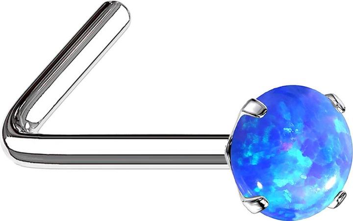 Image du produit Star Piercing Clous de nez coudés argentés opalin bleu (sans laiton, Acier chirurgical 316L)