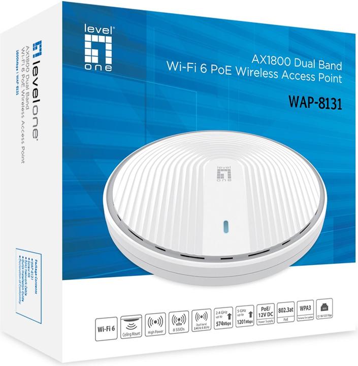 Immagine prodotto LevelOne Accesso WLAN AX1800 Wireless PoE DualBand (1201 Mbit/s)